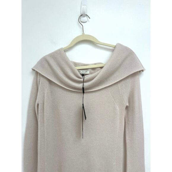 NWT Halston Heritage 100% Cashmere Cowl Neck Luxury Soft Neutral Sweater Medium - Picture 3 of 10